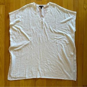 Eileen Fisher - White Linen/cotton V-neck Tunic Caftan Cover Up